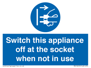 Switch this appliance off at the socket when not in use